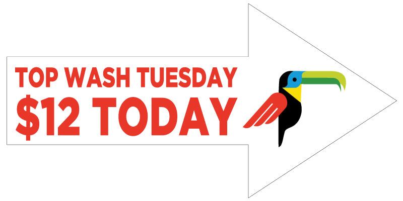 Top Wash Tuesday Street Spinner 10mm Coroplast Sign - Double-sided